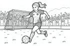 disegno-da-colorare una ragazza gioca a calcio