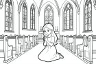 una ragazza prega in chiesa