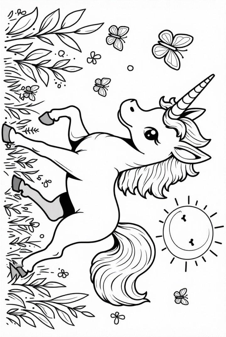 unicorno con farfalle