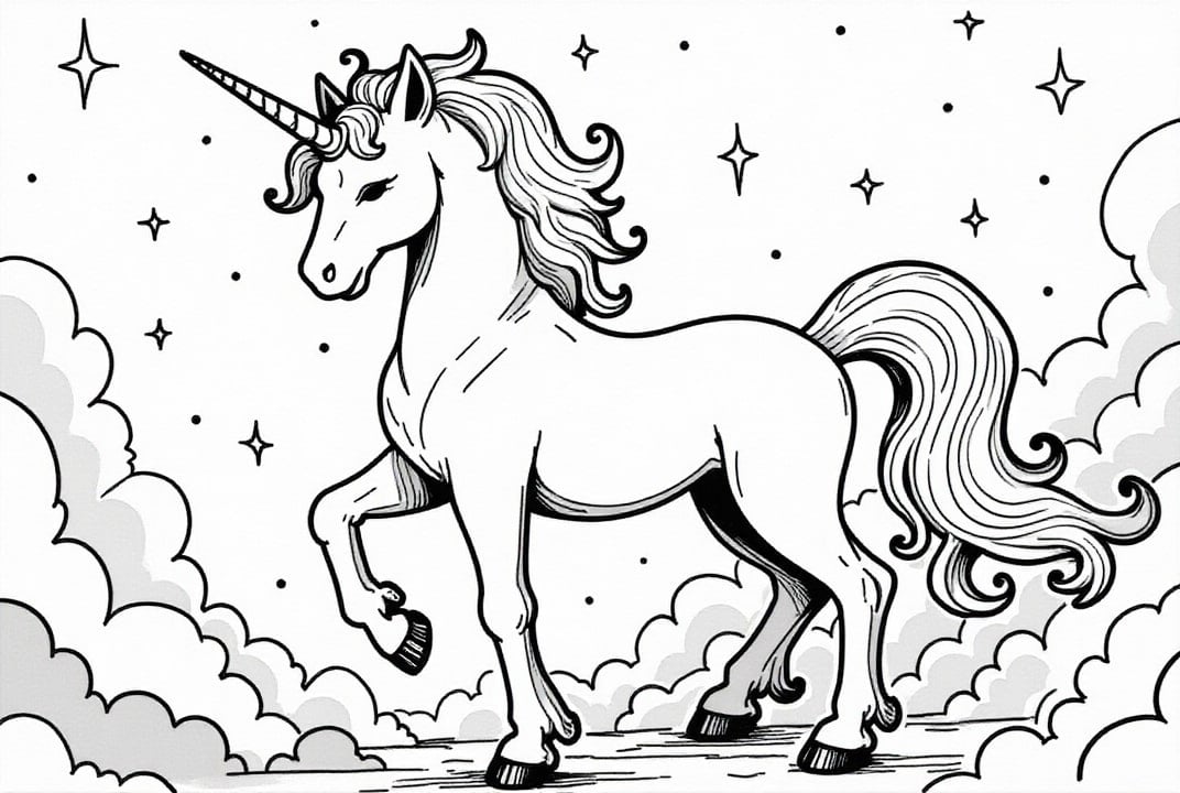 Disegno da colorare unicorno magico