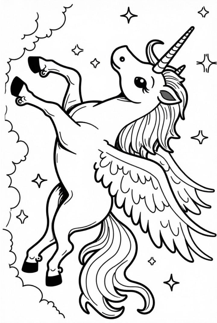 unicorno nella notte stellata
