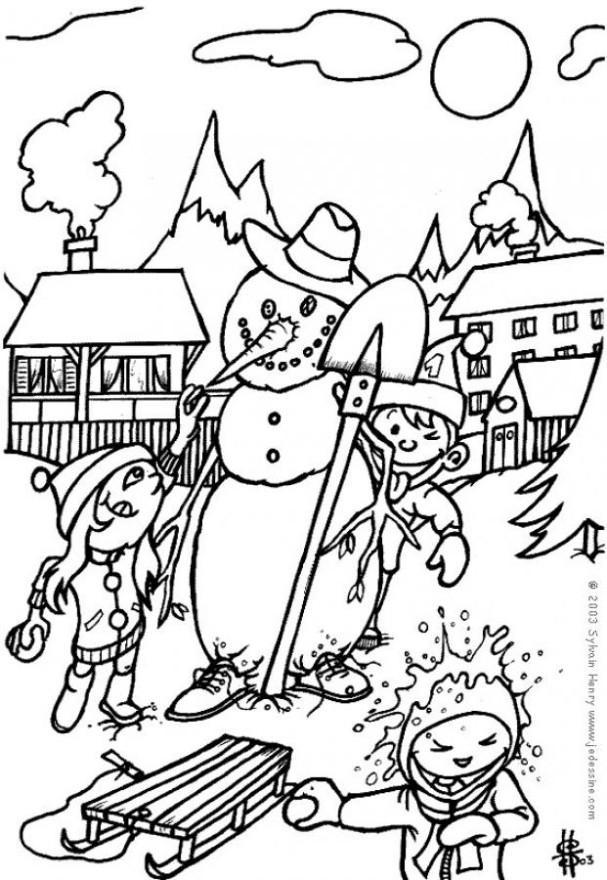 Disegno da colorare uomo di neve