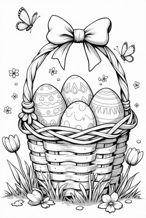 uova di Pasqua nel cestino