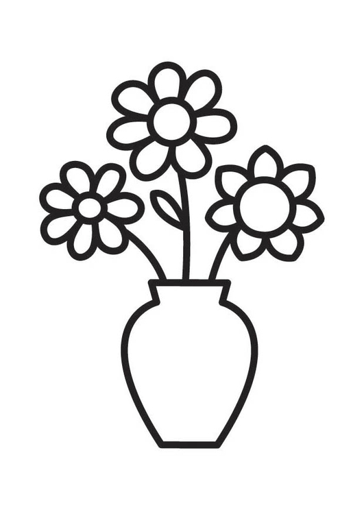 Disegno da colorare vaso con fiori