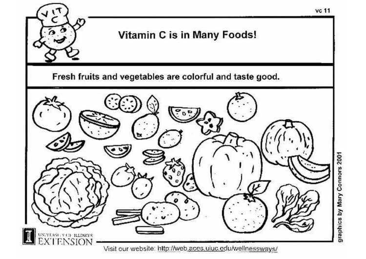 Disegno da colorare vitamina  nell'alimentazione