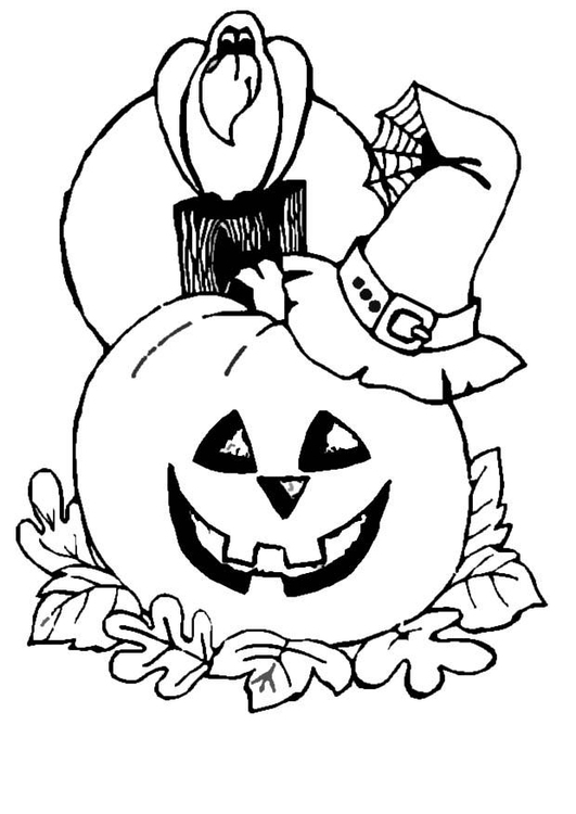 Disegno da colorare zucca Halloween