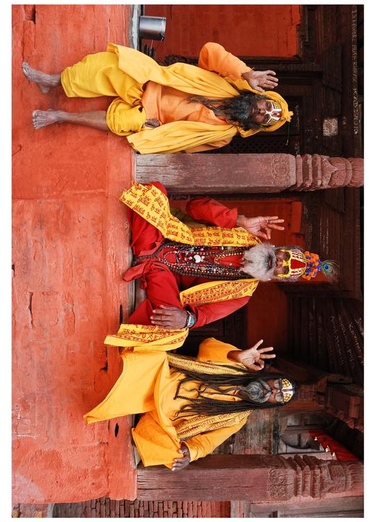 3 Sadhus - (Hindu Holyman) in Nepal