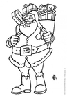 Disegno da colorare babbo natale con regali