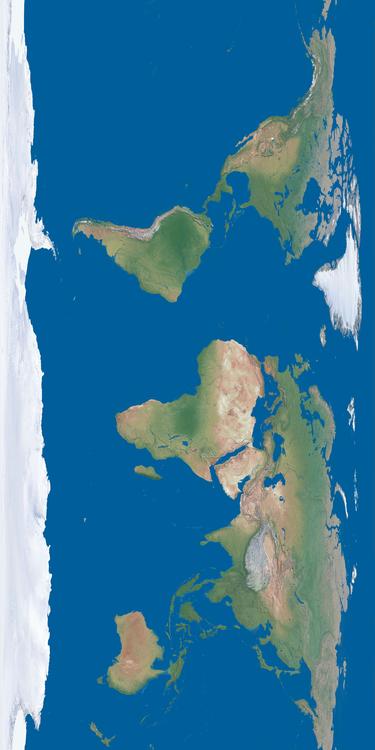 la Terra senza nuvole o ghiacciai