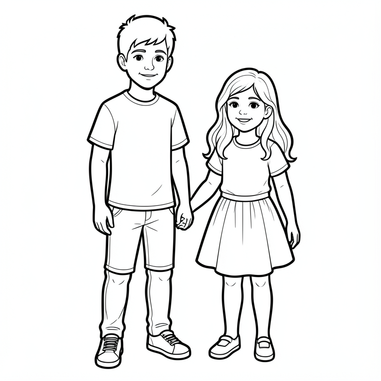 Disegno da colorare due bambini