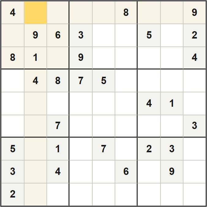 Example of a 9x9 sudoku puzzle