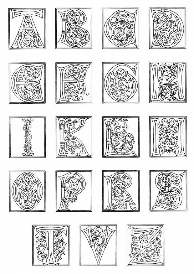 01a.alfabeto fine 15 esimo secolo Disegno da colorare 01a.alfabeto fine 15 esimo secolo