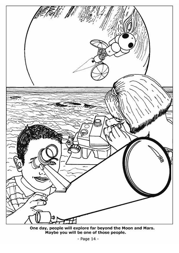 Disegno da colorare 14 - esplorazione luna e marte