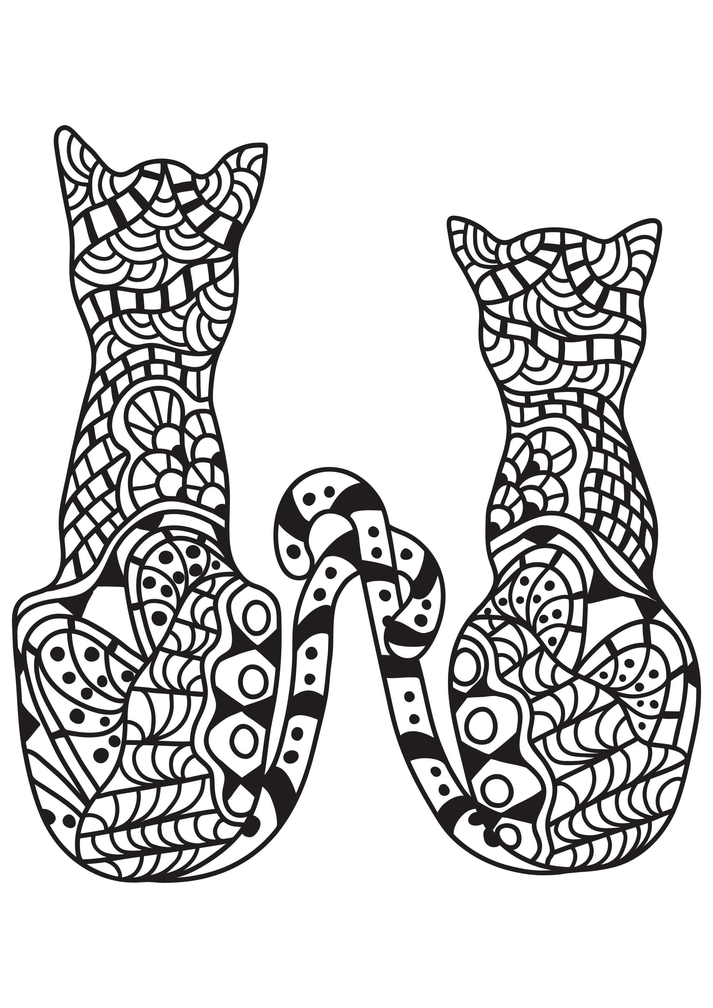 2 gatti Disegno da colorare 2 gatti