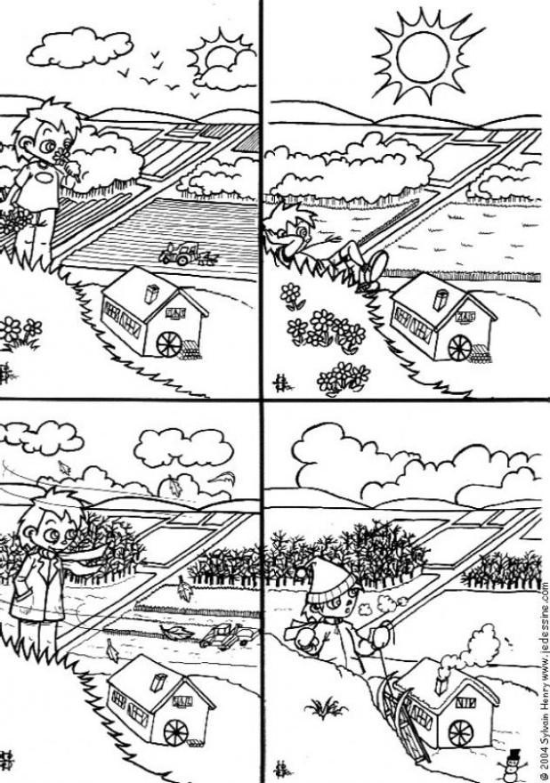 4 stagioni Disegno da colorare 4 stagioni