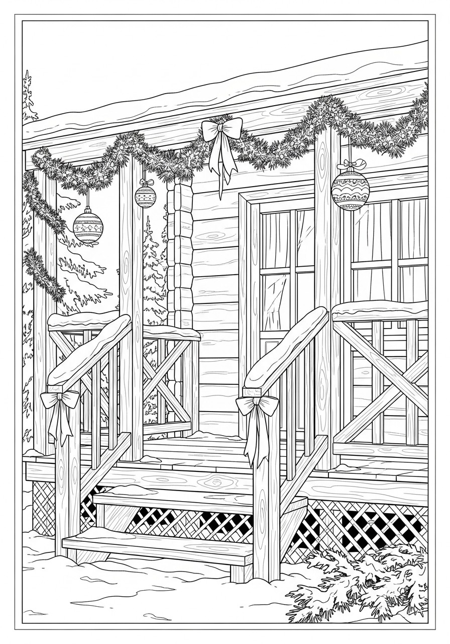 accogliente scena natalizia Disegno da colorare accogliente scena natalizia