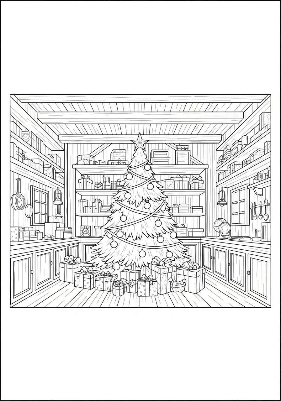 albero di natale con regali Disegno da colorare albero di natale con regali