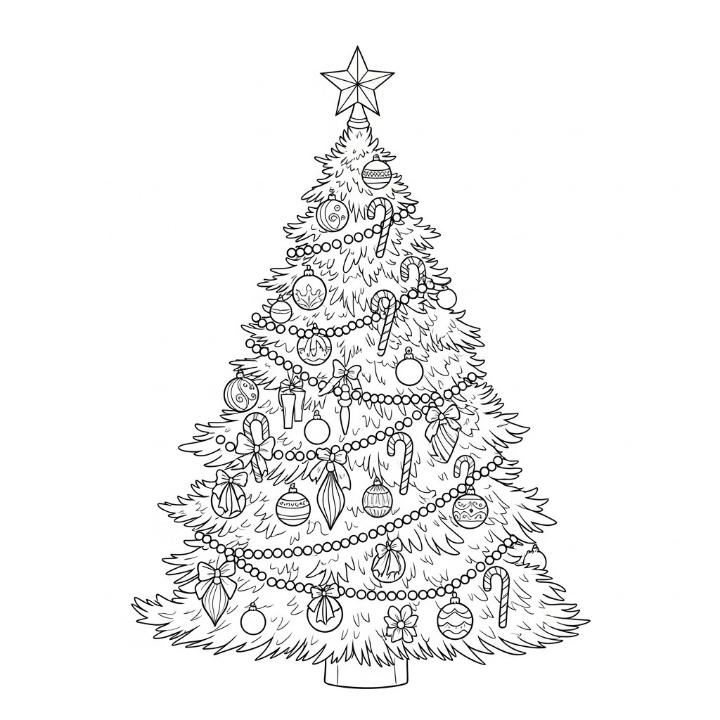 albero di natale decorato Disegno da colorare albero di natale decorato