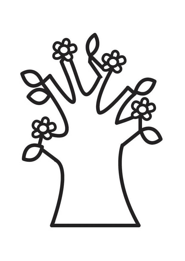 albero fiorito in primavera Disegno da colorare albero fiorito in primavera