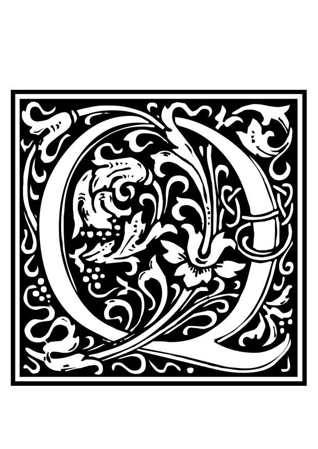 alfabeto decorativo - q Disegno da colorare alfabeto decorativo - q