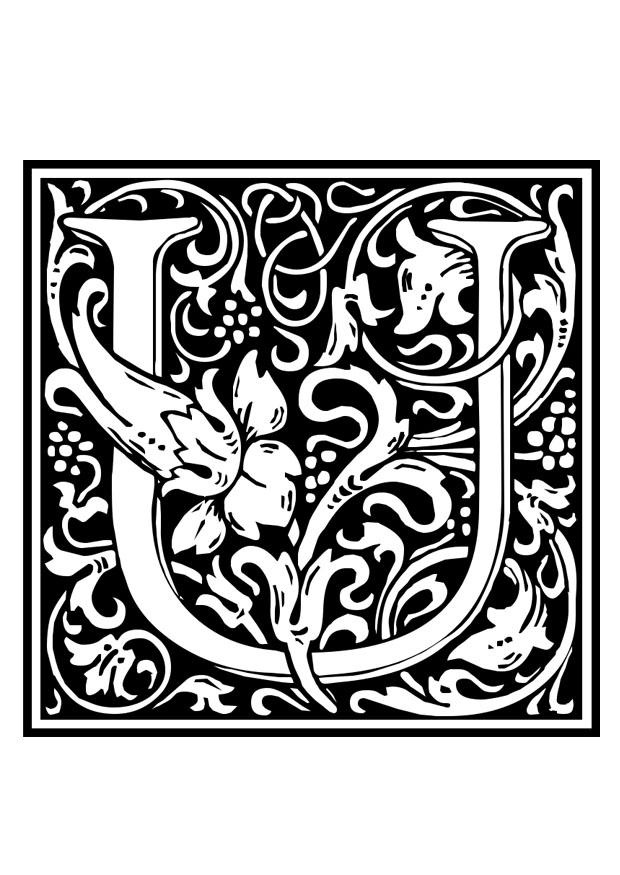 alfabeto decorativo - u Disegno da colorare alfabeto decorativo - u