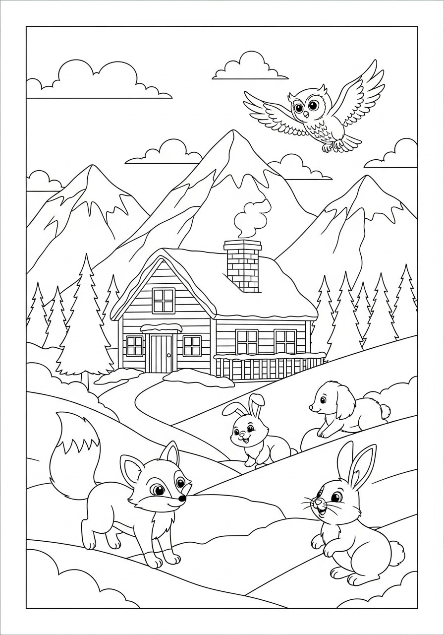 animali in inverno Disegno da colorare animali in inverno