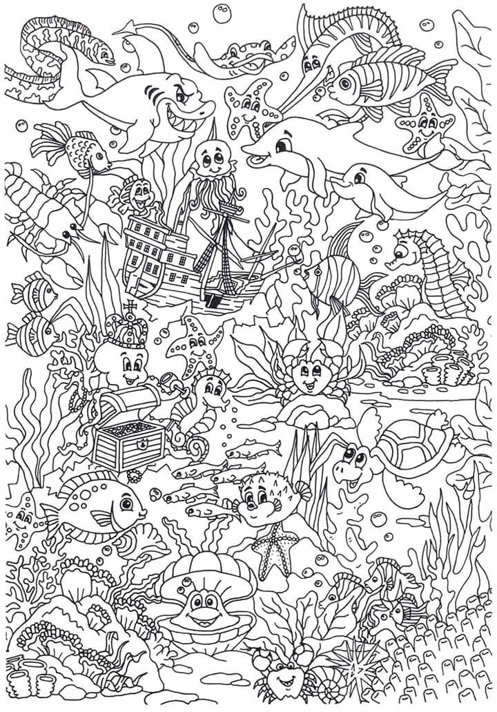 animali nel mare Disegno da colorare animali nel mare