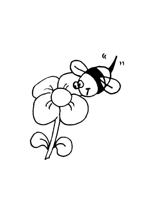 Disegno da colorare ape e fiore 