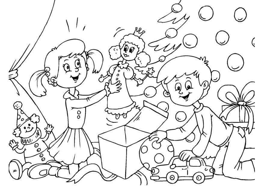 aprire i regali Disegno da colorare aprire i regali