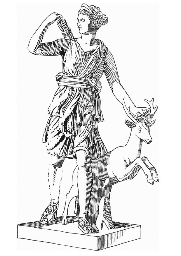 artemide, dea della mitologia greca Disegno da colorare artemide, dea della mitologia greca