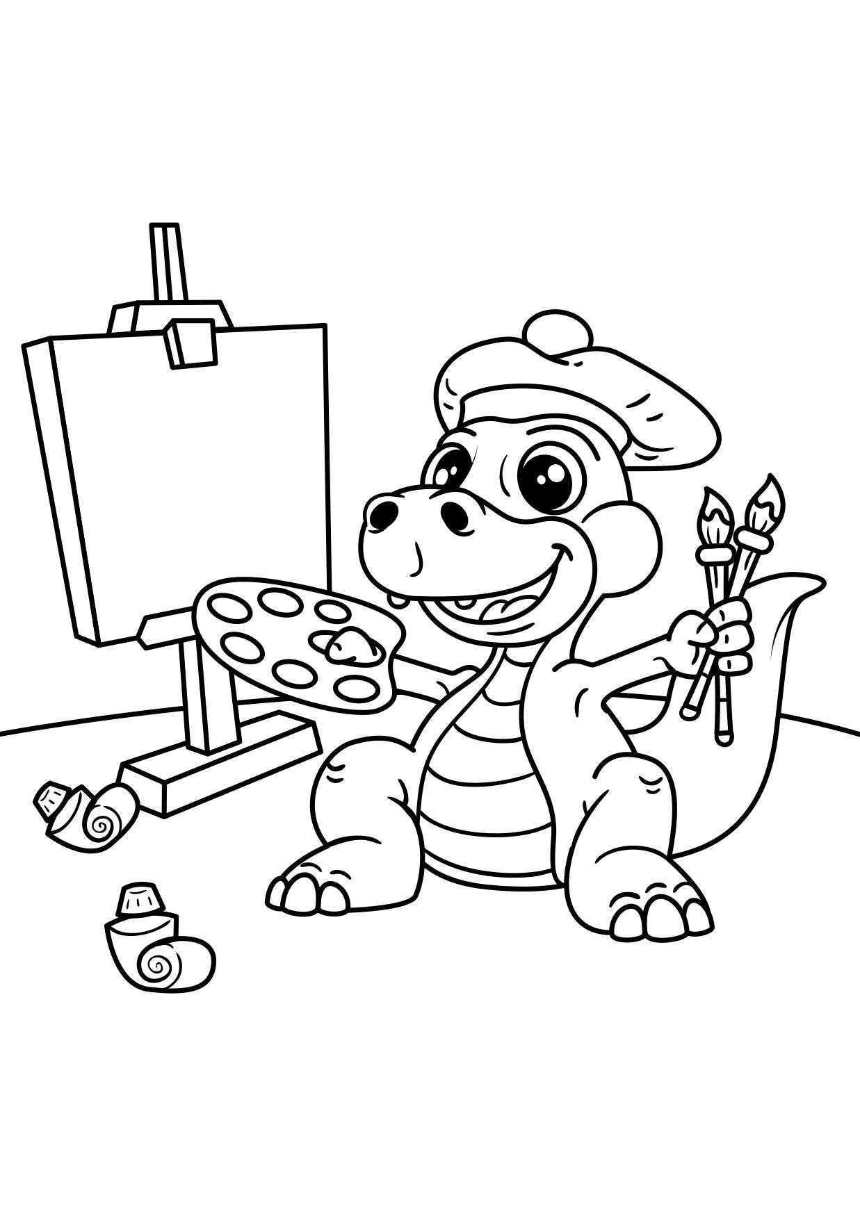 artista di dinosauri Disegno da colorare artista di dinosauri