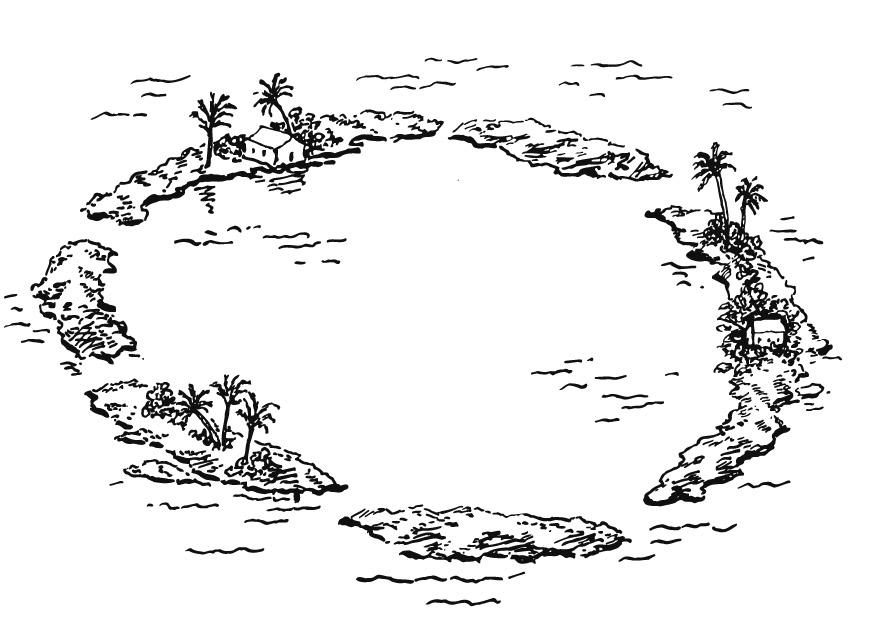 atollo, gruppo di isole Disegno da colorare atollo, gruppo di isole