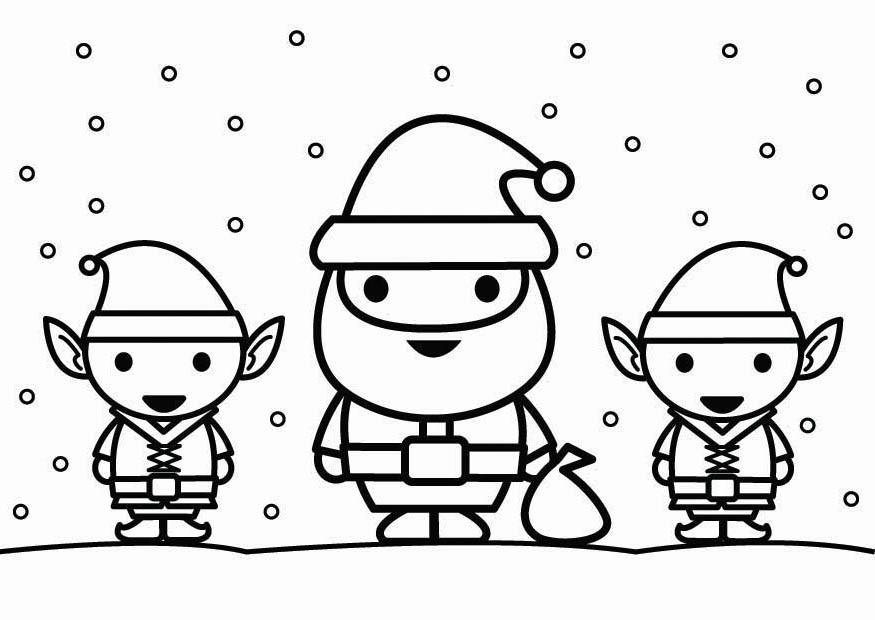 babbo natale con elfi Disegno da colorare babbo natale con elfi