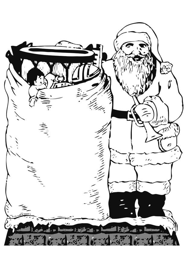 Disegno da colorare babbo natale con gioccattoli