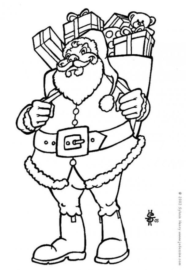 babbo natale con regali Disegno da colorare babbo natale con regali