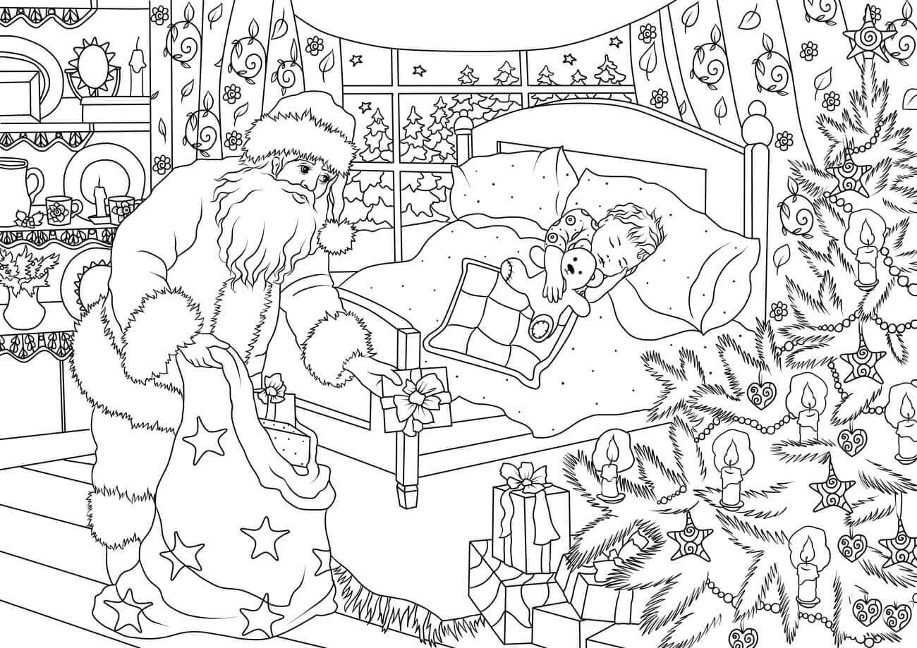 babbo natale porta i regali Disegno da colorare babbo natale porta i regali