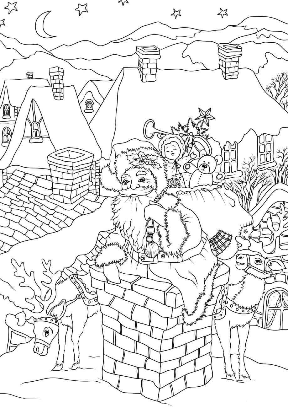babbo natale porta i regali Disegno da colorare babbo natale porta i regali
