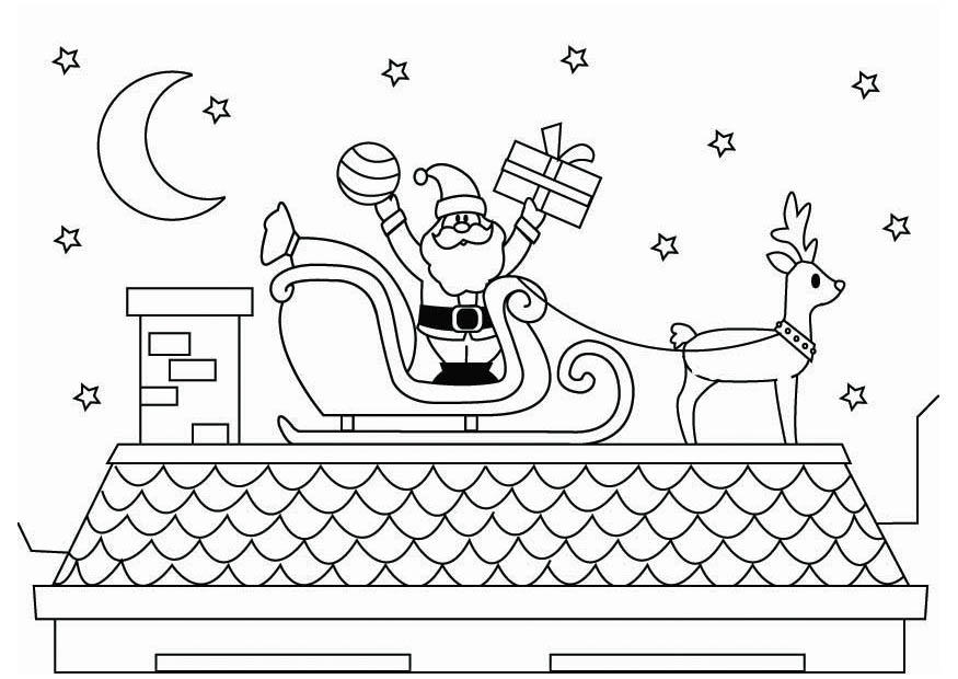 babbo natale sul tetto Disegno da colorare babbo natale sul tetto