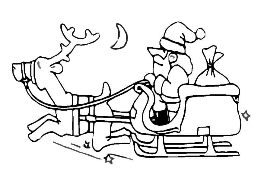 babbo natale sulla slitta Disegno da colorare babbo natale sulla slitta