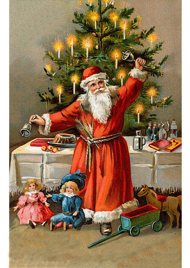 immagine babbo natale vicino allalbero