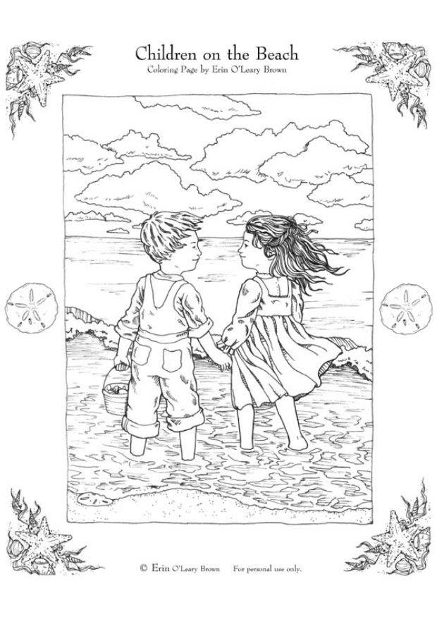 bambini in spiaggia Disegno da colorare bambini in spiaggia