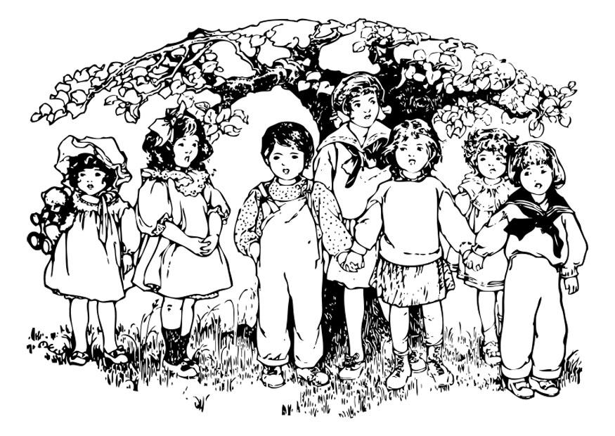bambini sotto lalbero Disegno da colorare bambini sotto lalbero