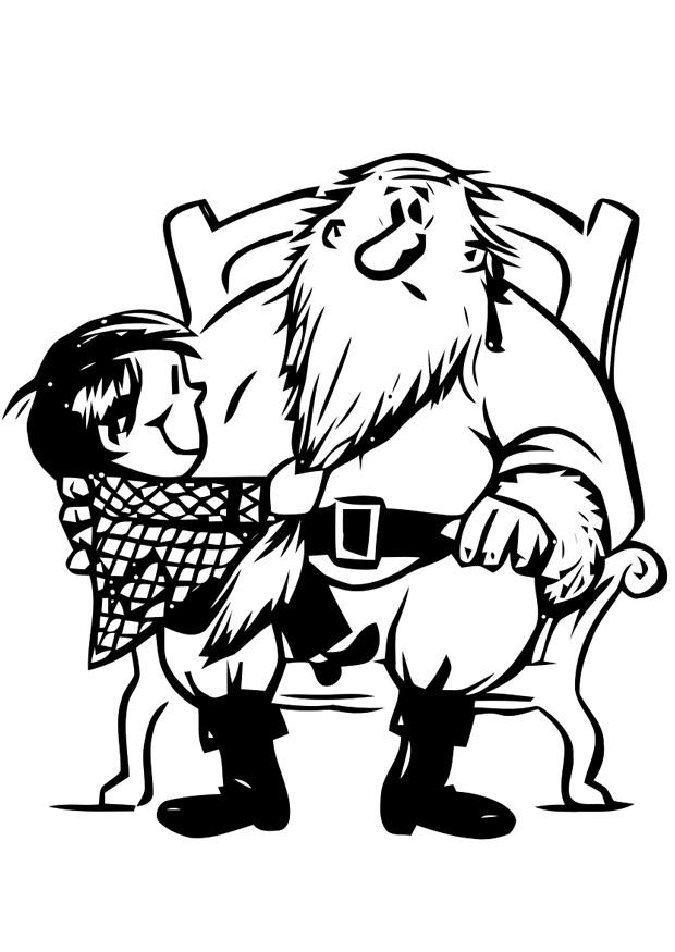 bambino con babbo natale Disegno da colorare bambino con babbo natale
