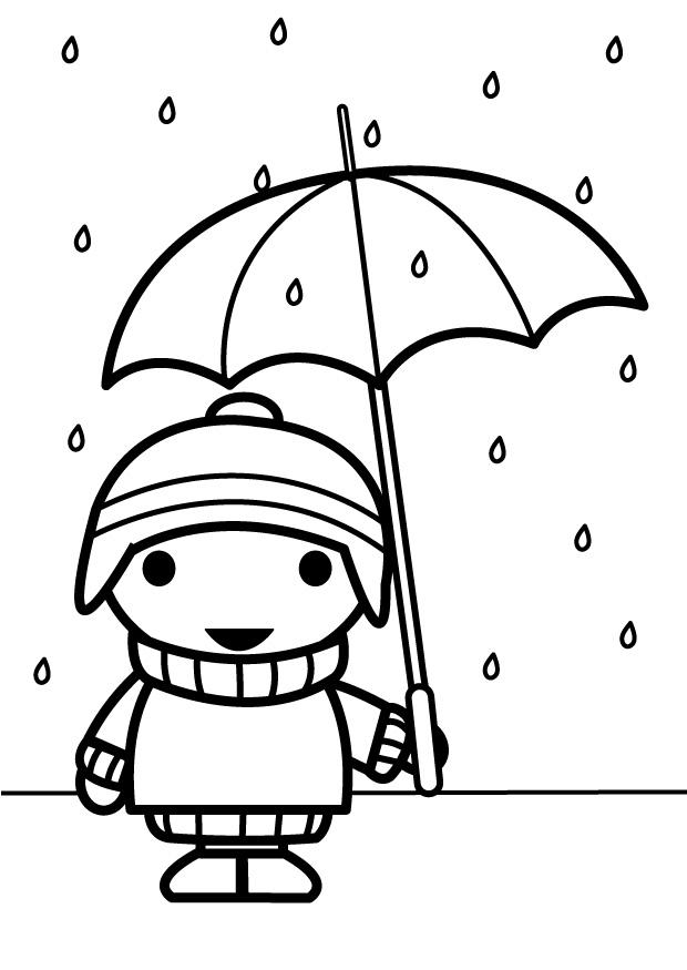 bambino con ombrello Disegno da colorare bambino con ombrello