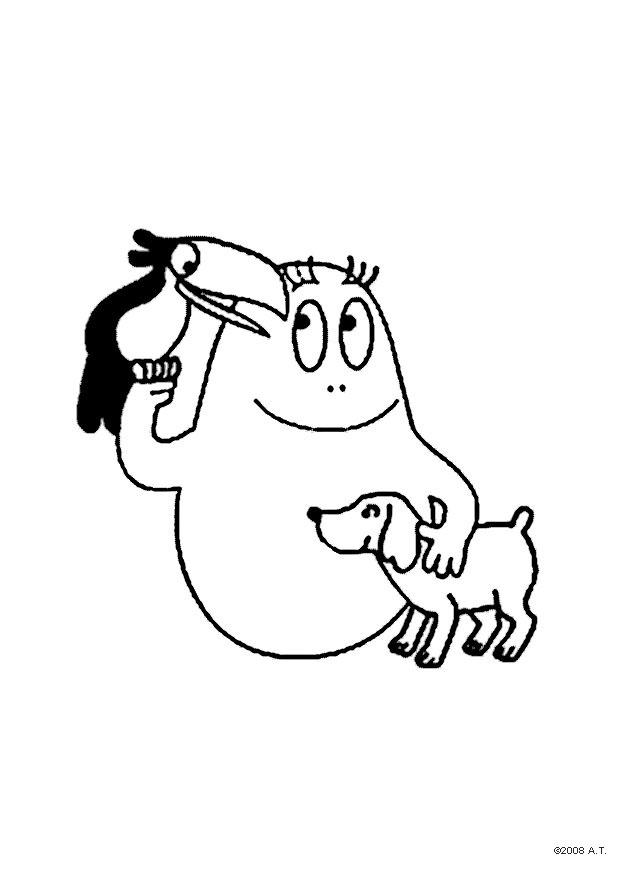 Disegno da colorare barbapapA  amico degli animali