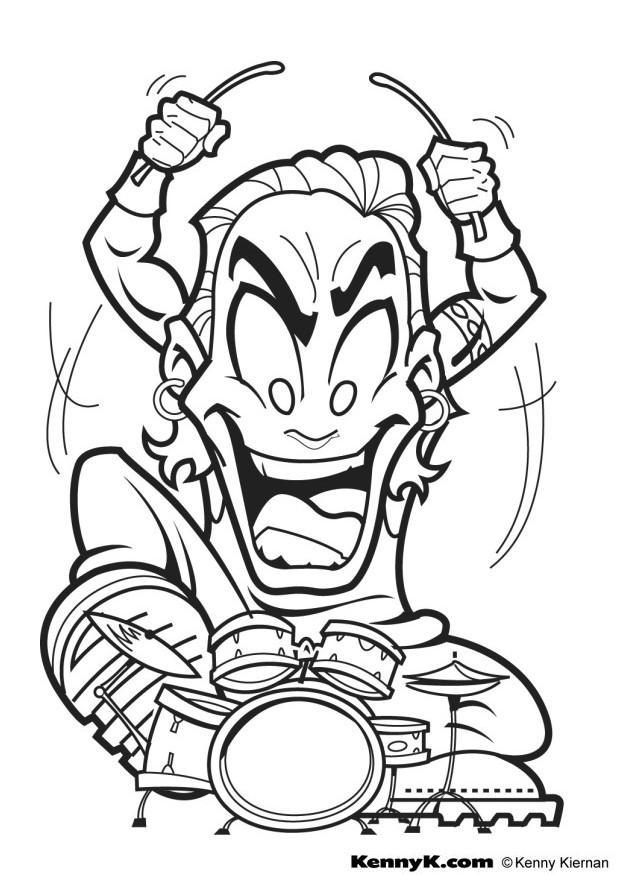 batterista heavy metal Disegno da colorare batterista heavy metal