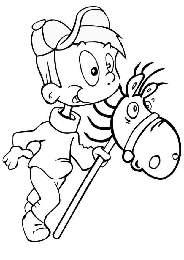 bimbo a cavalluccio Disegno da colorare bimbo a cavalluccio