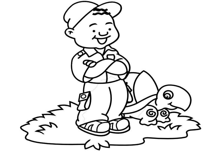 bimbo con tartaruga Disegno da colorare bimbo con tartaruga
