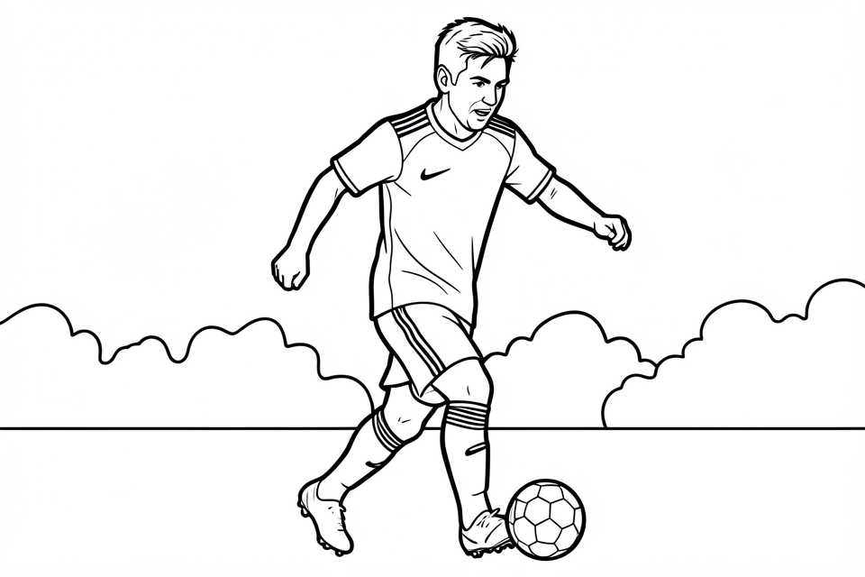calciatore in azione Disegno da colorare calciatore in azione