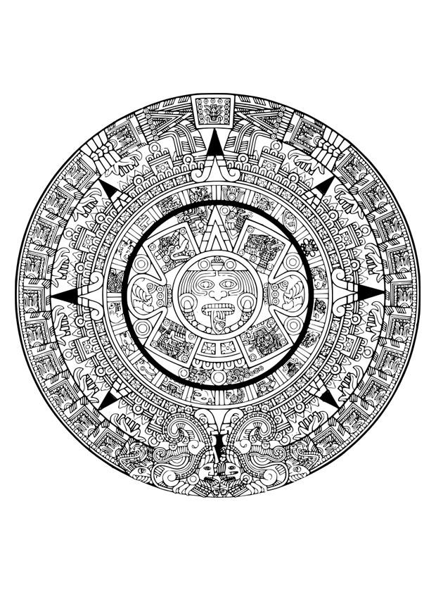 calendario azteco Disegno da colorare calendario azteco
